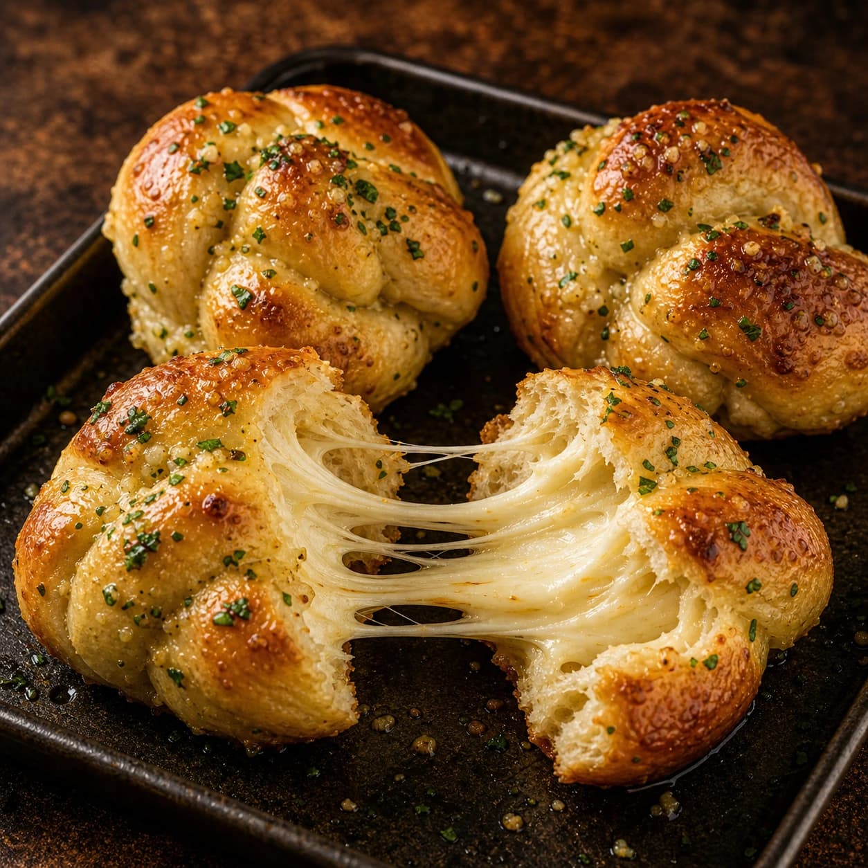 Static Garlic Knot Cheese Pull